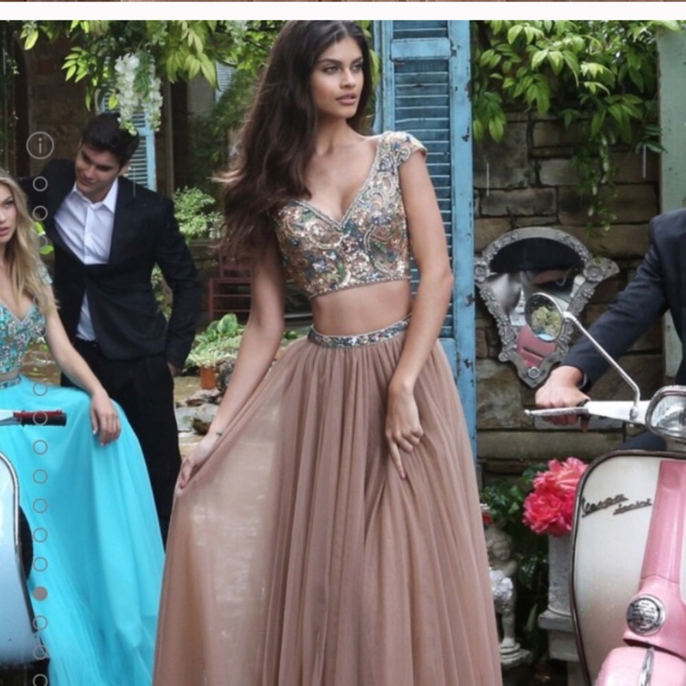 Sherri Hill Taupe Dress
